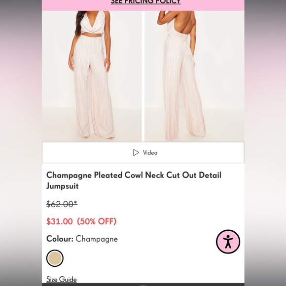 NWT Pretty Little Thing Cut Out Detail Pleated Jumpsuit - Picture 5 of 9